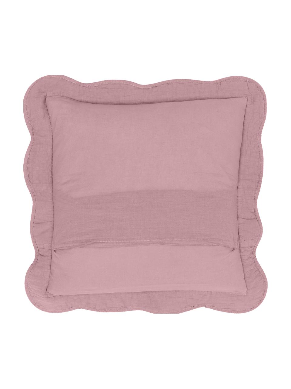 Housse de coussin brodée lilas Madlon, 100 % coton, Lilas, larg. 45 x long. 45 cm