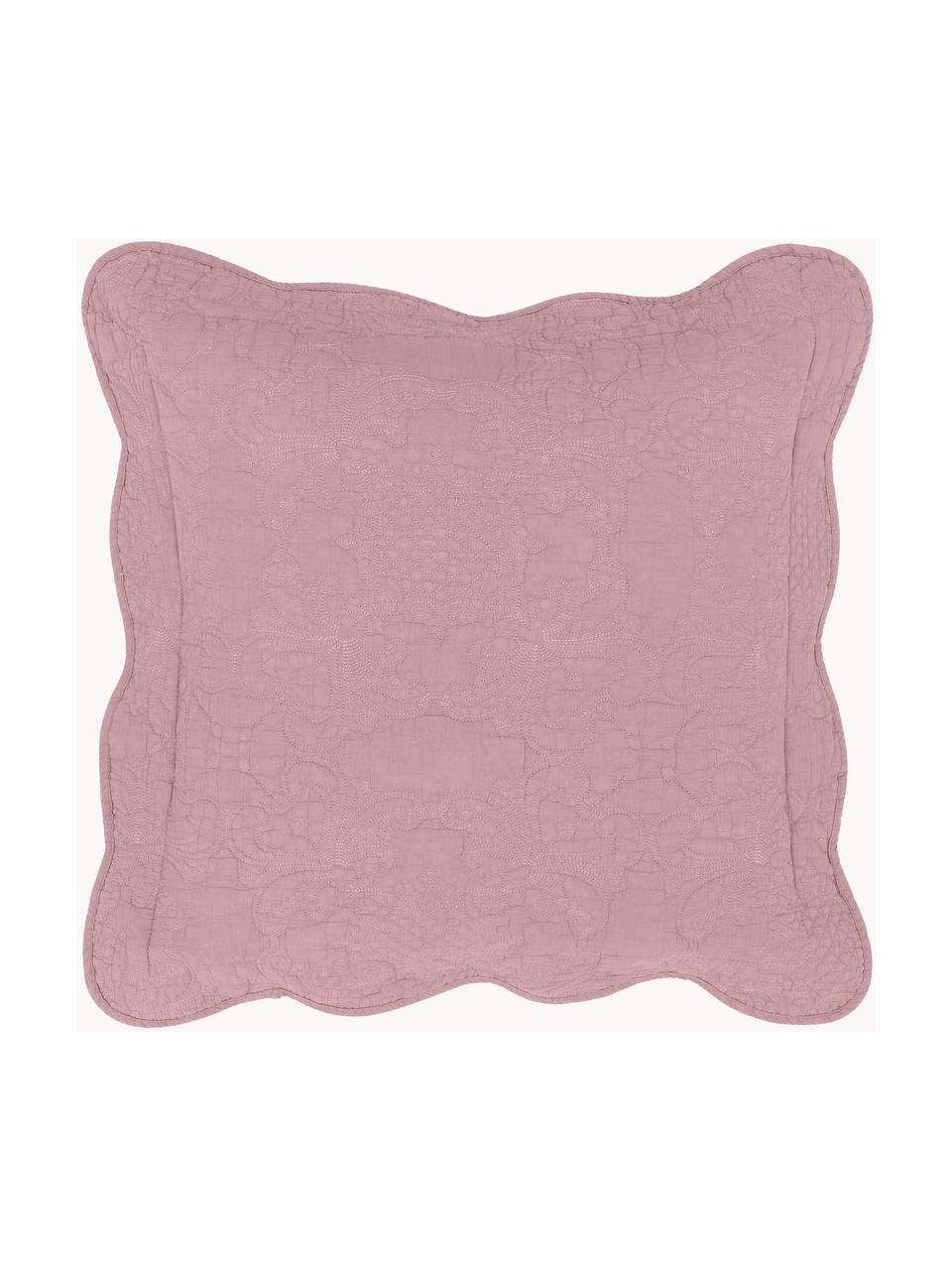 Housse de coussin brodée lilas Madlon, 100 % coton, Lilas, larg. 45 x long. 45 cm