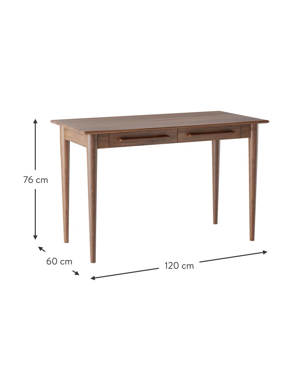 Bureau Paul met lades van massief mangohout, Mangohout, B 120 cm x H 76 cm