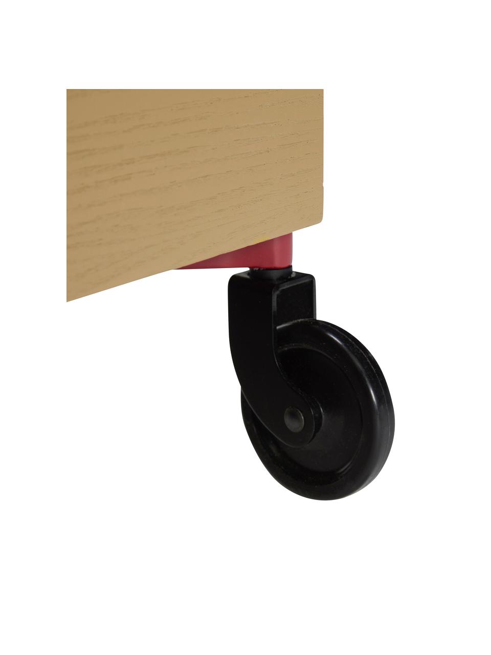 Servírovací vozík Fresh, MDF-doska strednej hustoty, jaseňové drevo, Červená, hnedá, šalviová, Š 42 x V 68 cm
