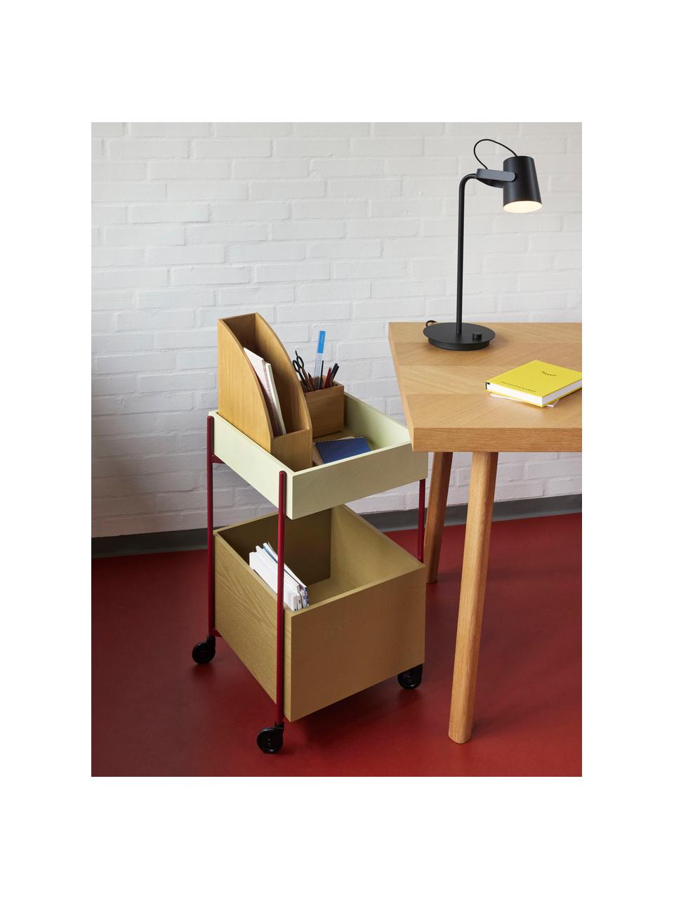 Servírovací vozík Fresh, MDF-doska strednej hustoty, jaseňové drevo, Červená, hnedá, šalviová, Š 42 x V 68 cm