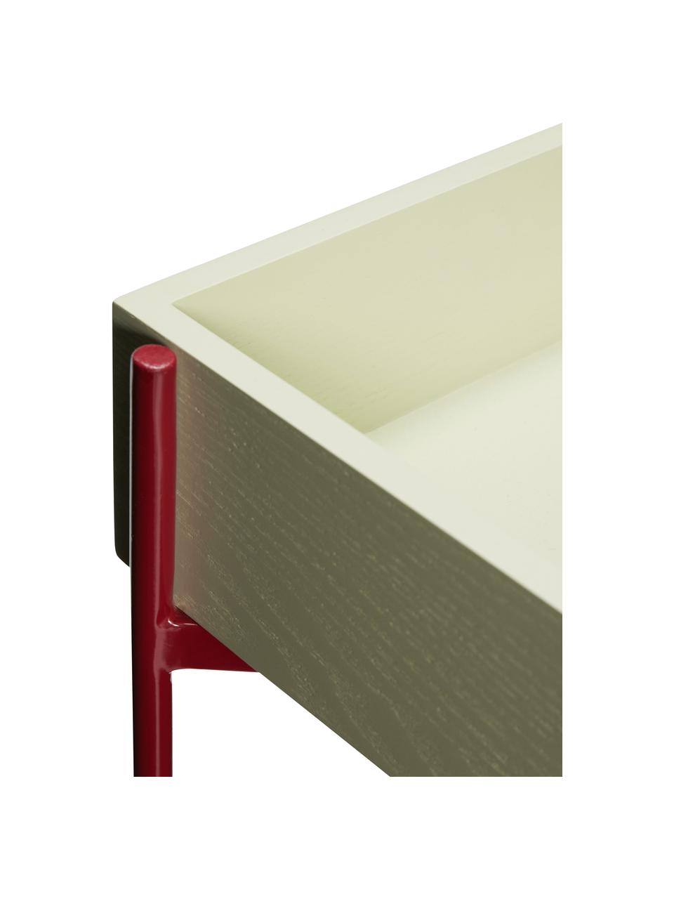 Servierwagen Fresh, Mitteldichte Holzfaserplatte (MDF), Eschenholz, Rot, Hellbraun, Salbeigrün, B 42 x H 68 cm