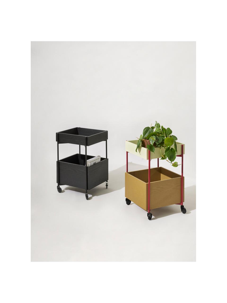 Servírovací vozík Fresh, MDF-doska strednej hustoty, jaseňové drevo, Červená, hnedá, šalviová, Š 42 x V 68 cm