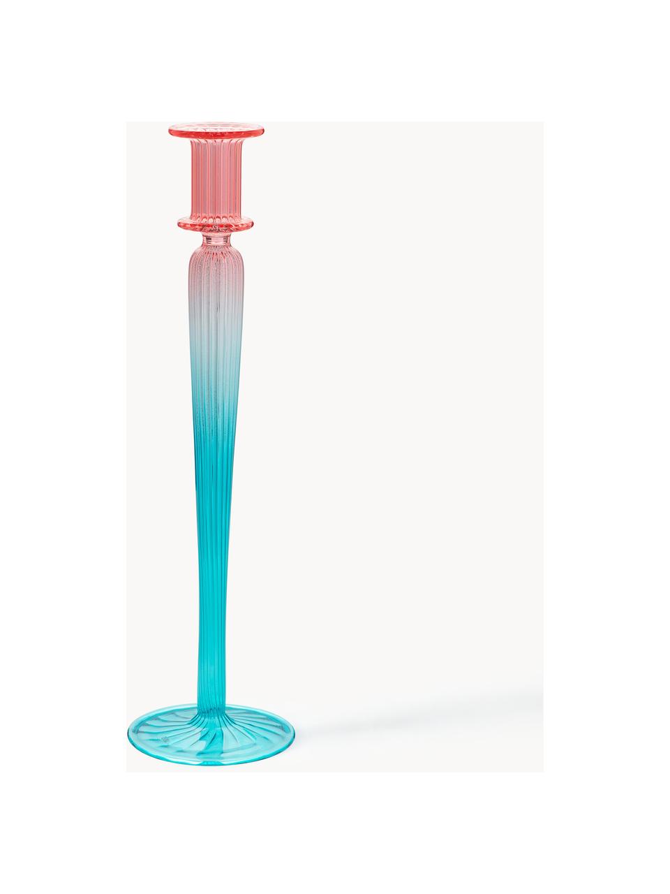 Bougeoir Ombre Flash, Verre, Pêche, turquoise, Ø 9 x haut. 35 cm