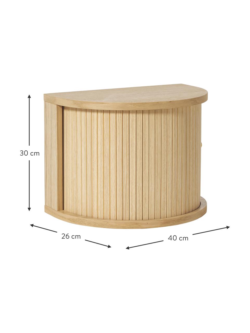 Table de chevet murale façade cannelée Calary, Bois clair, larg. 40 x long. 30 cm