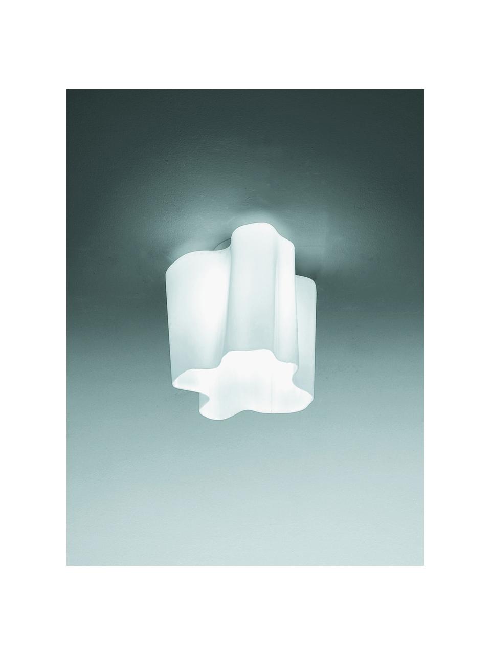 Kleine mundgeblasene Deckenleuchte Logico, Lampenschirm: Glas, mundgeblasen, Baldachin: Aluminium, beschichtet, Transparent, B 28 x H 23 cm