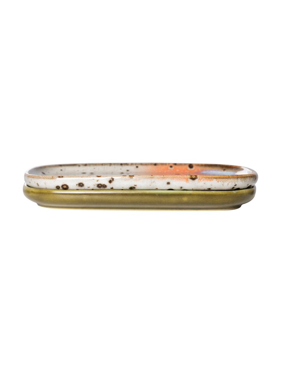 Fuentes artesanales 70's, 2 uds., Gres, Multicolor, L 15 x An 11 cm