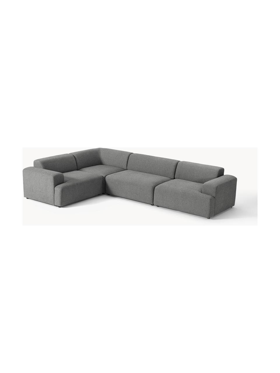 Sofá rinconera grande Melva (4 plazas), Tapizado: 100% poliéster Alta resis, Estructura: madera de pino y abeto ma, Patas: plástico. Este producto e, Tejido gris oscuro, An 339 x F 220 cm, chaise longue izquierda