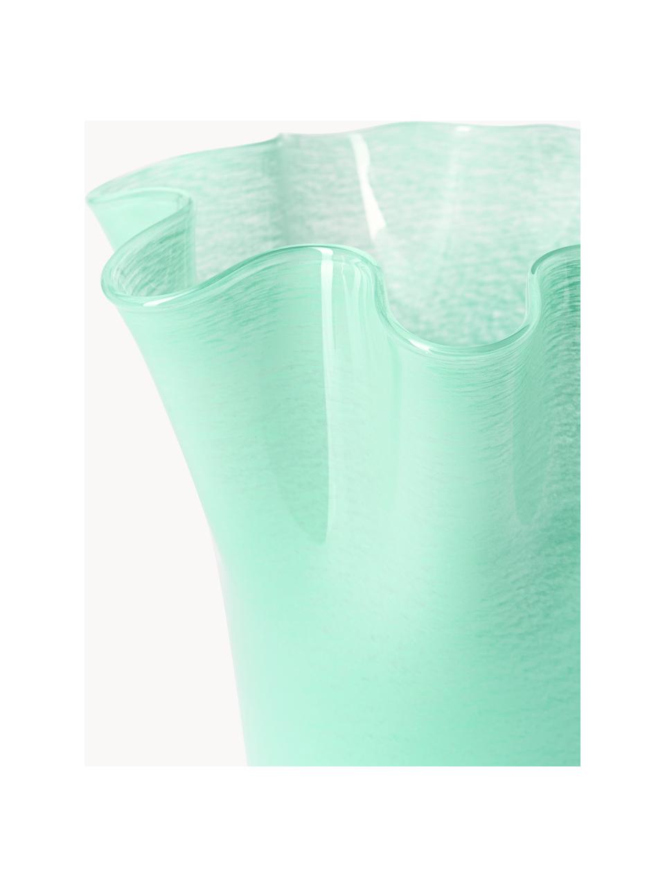 Mondgeblazen glazen vaas Inaya, Mondgeblazen glas, Turquoise groen, Ø 29 x H 31 cm