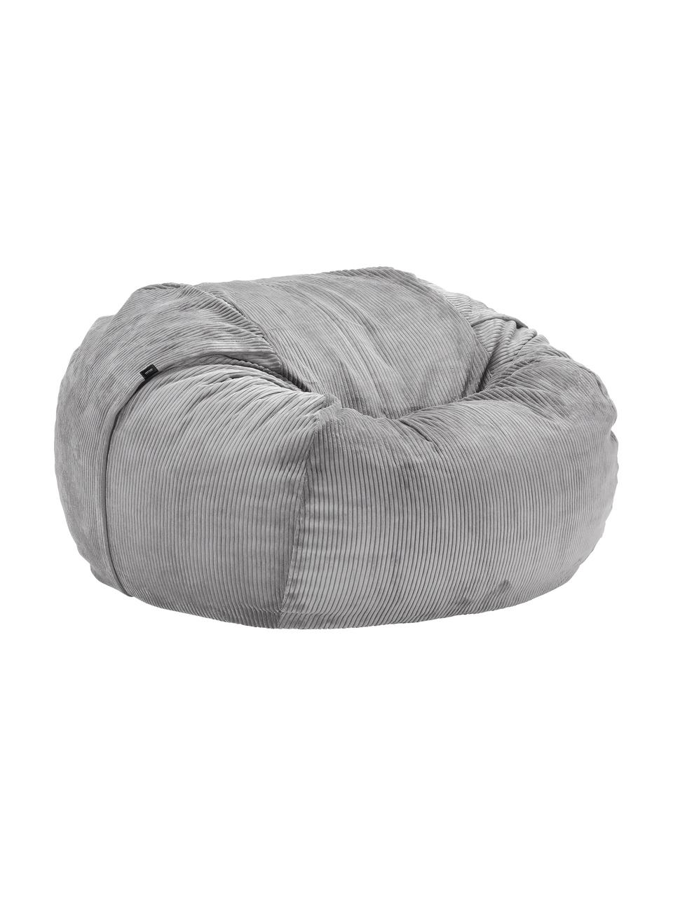XL Cord-Sitzsack Velours, Bezug: 88% Nylon, 12% Polyester , Hellgrau, Ø 140 x H 90 cm