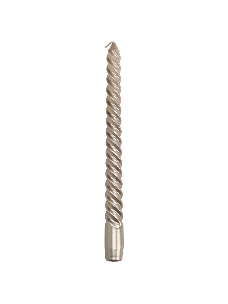 Candela a bastoncino Twisted 4 pz, Cera, Champagne, Lung. 26 cm