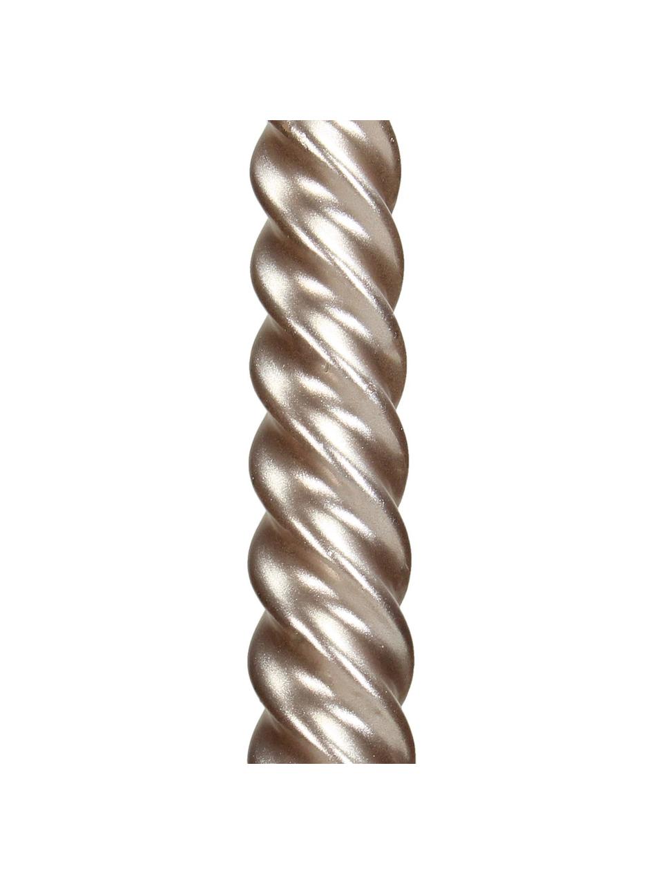 Velas candelabro Twisted, 4 uds., Cera, Champán, L 26 cm