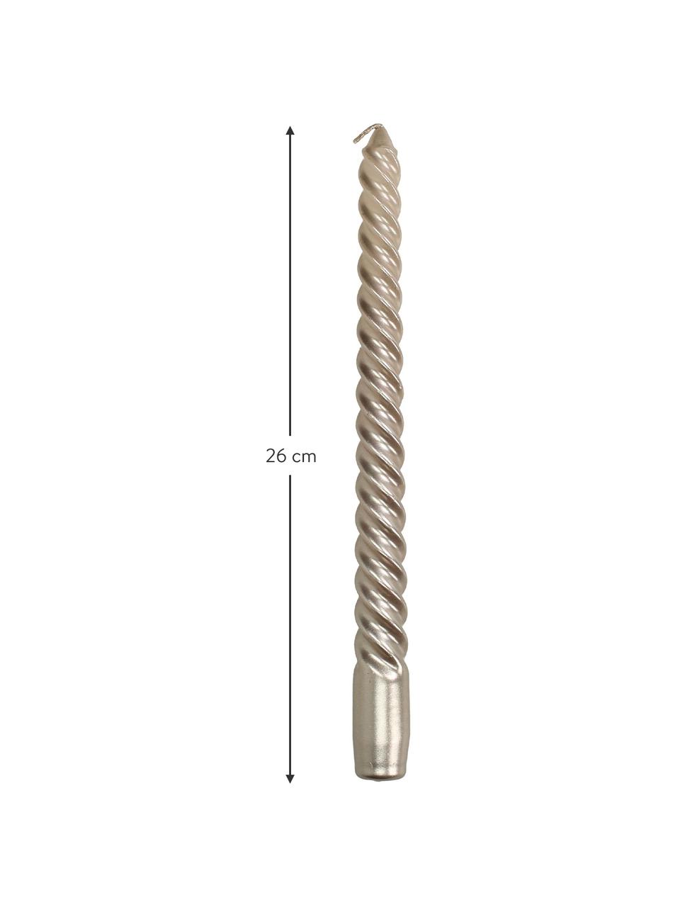 Chandelles Twisted, 4 pièces, Cire, Couleur champagne, Long. 26 cm