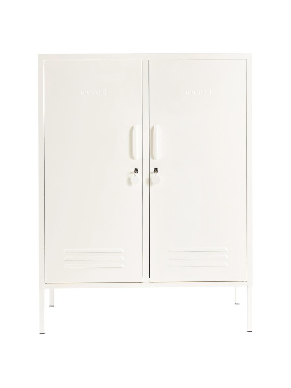 Metall-Highboard Midi, Stahl, pulverbeschichtet, Weiß, B 85 x H 111 cm