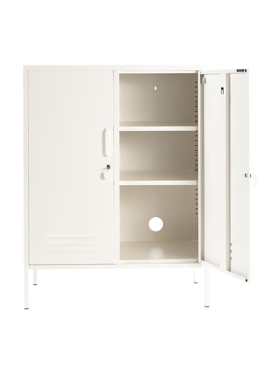 Metalen highboard Midi, Gepoedercoat staal, Wit, B 85 x H 111 cm
