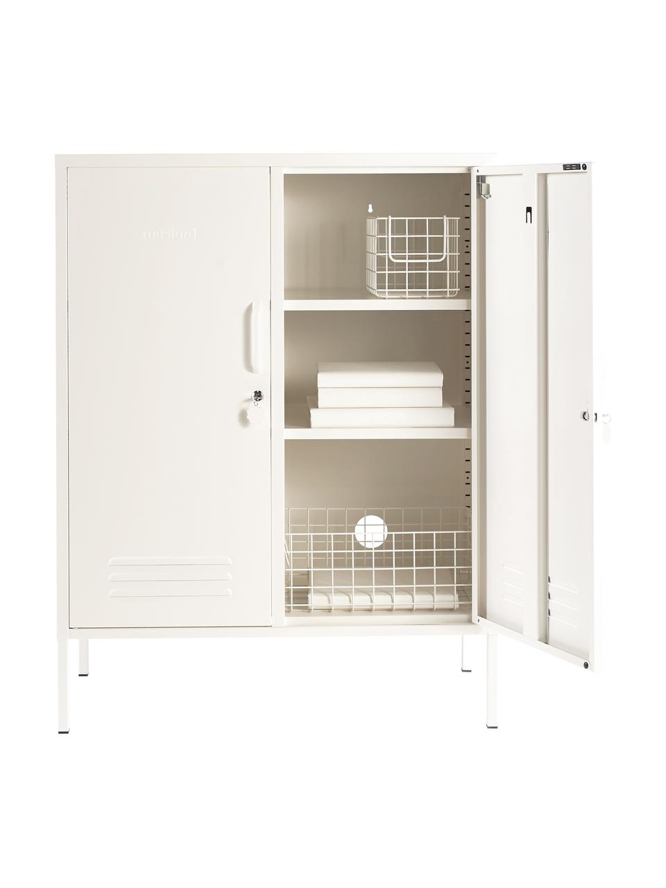 Chiffonnier de metal Midi, Acero con pintura en polvo, Blanco, An 85 x Al 111 cm