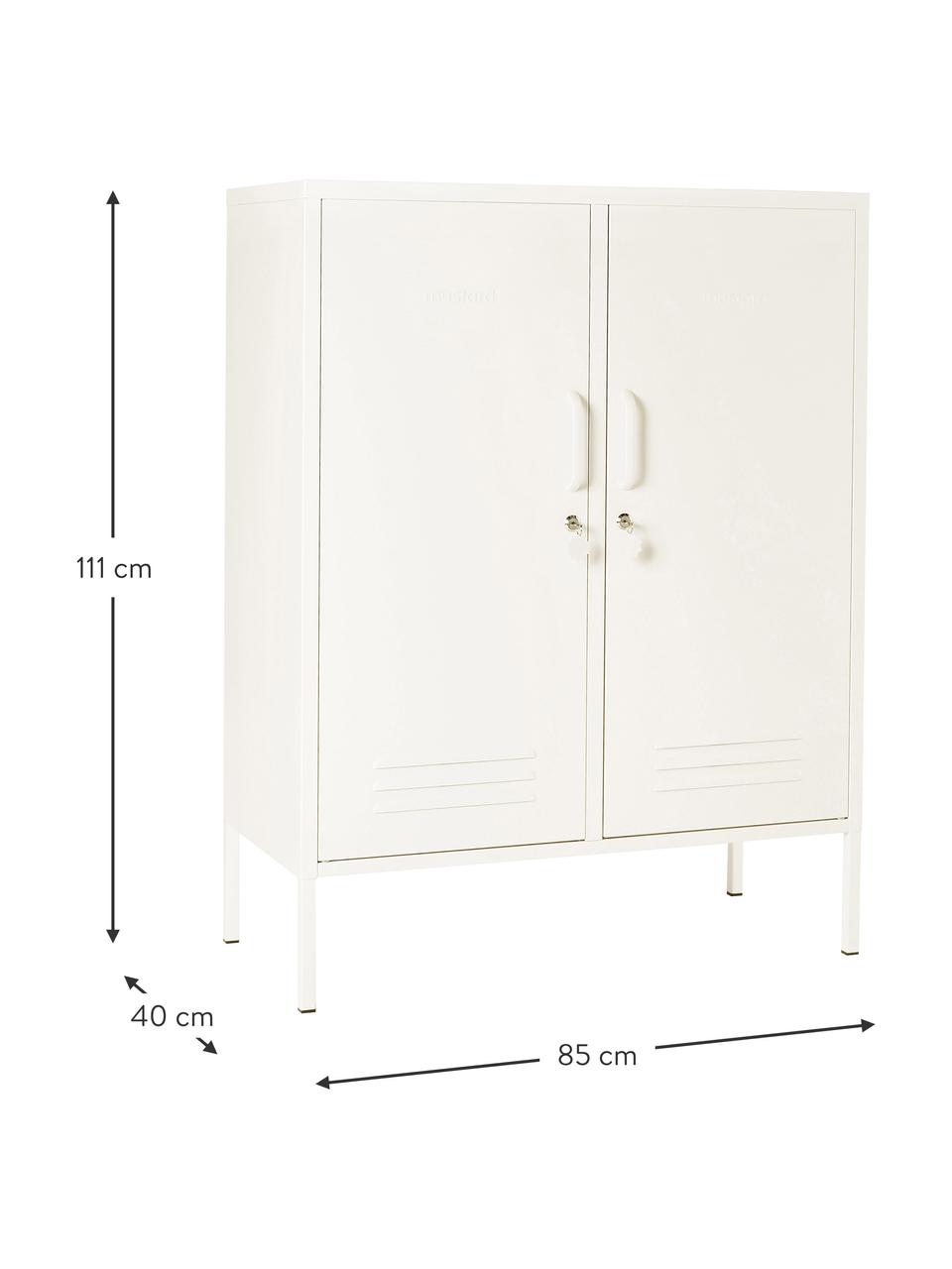 Metalen highboard Midi, Gepoedercoat staal, Wit, B 85 x H 111 cm