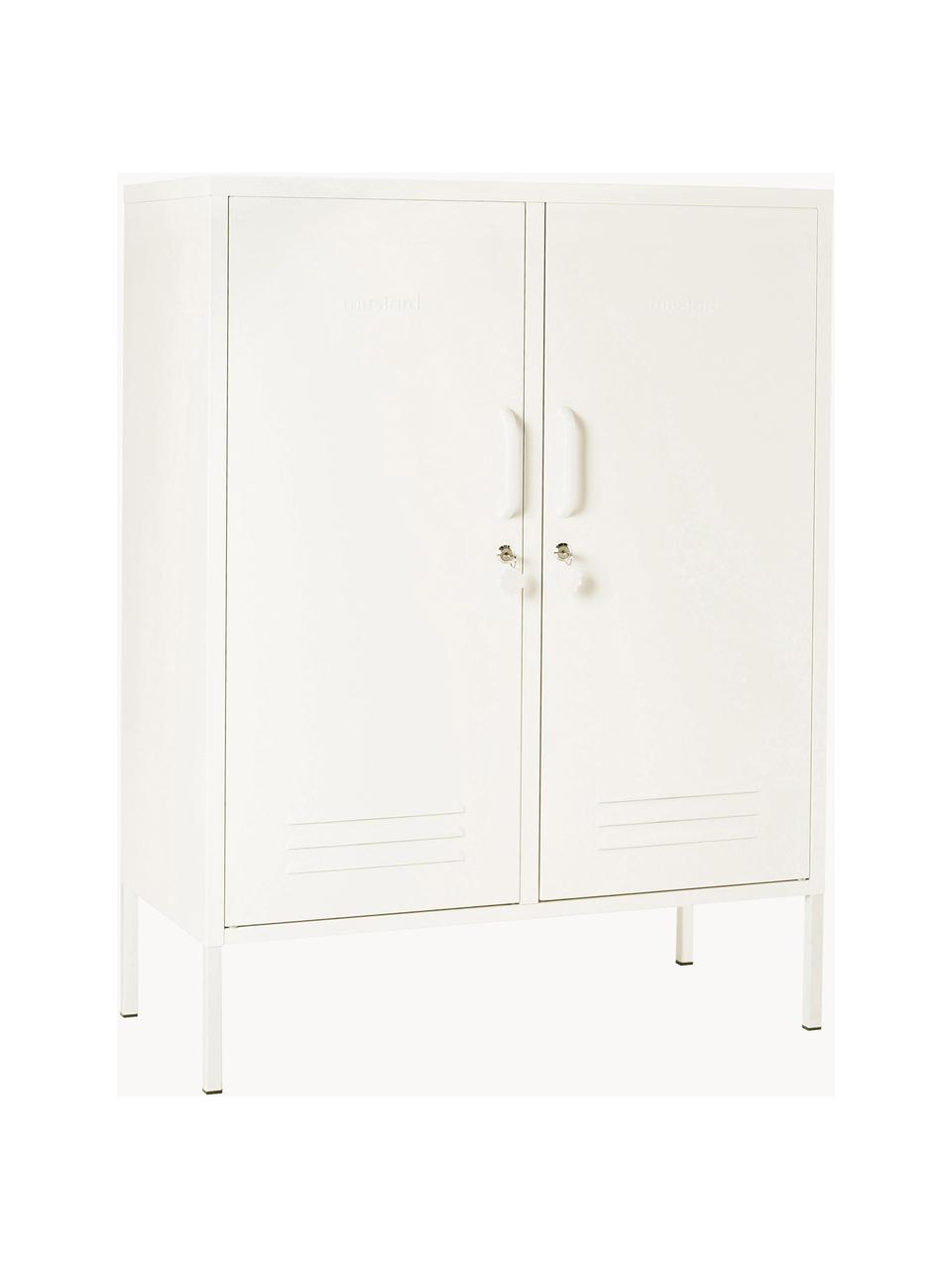 Credenza alta in metallo The Midi, Acciaio verniciato a polvere, Bianco latte, Larg. 85 x Alt. 111 cm