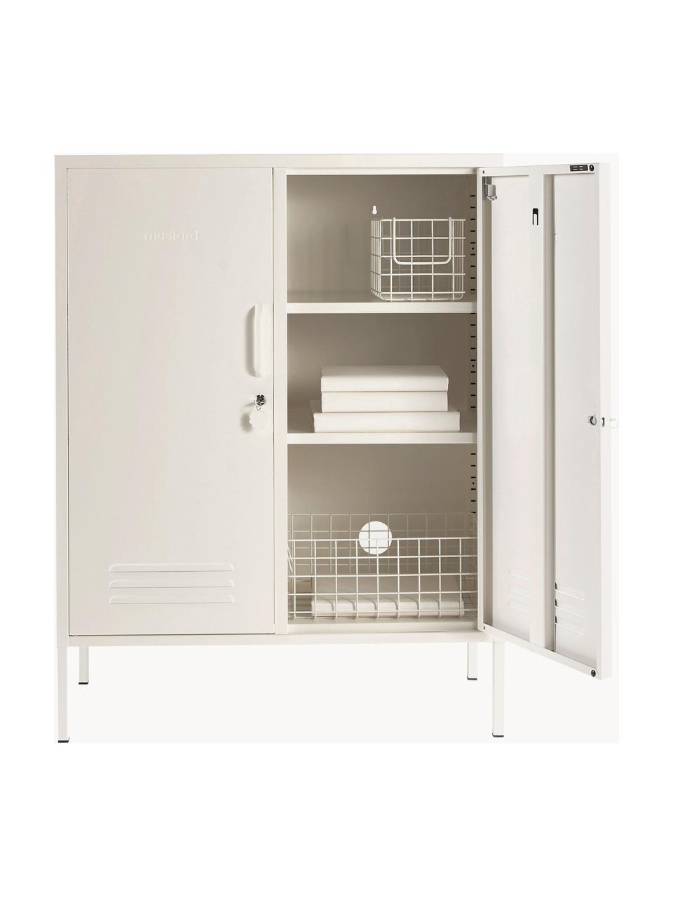 Metall-Highboard The Midi, Stahl, pulverbeschichtet, Off White, B 85 x H 111 cm