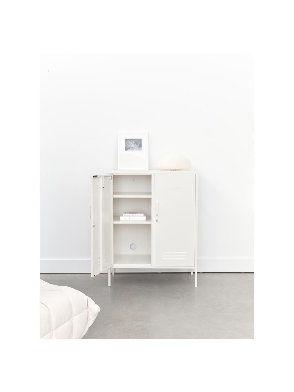 Metall-Highboard The Midi, Stahl, pulverbeschichtet, Off White, B 85 x H 111 cm