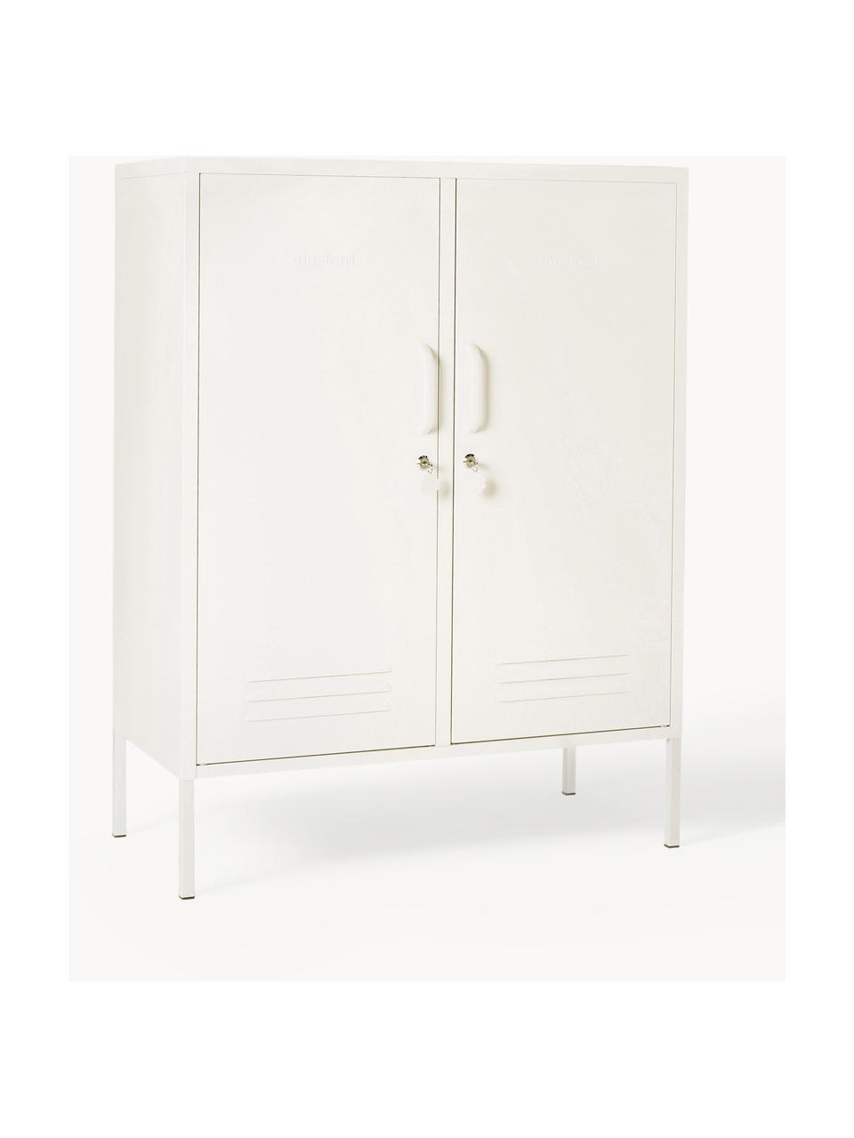 Metall-Highboard The Midi, Stahl, pulverbeschichtet, Off White, B 85 x H 111 cm