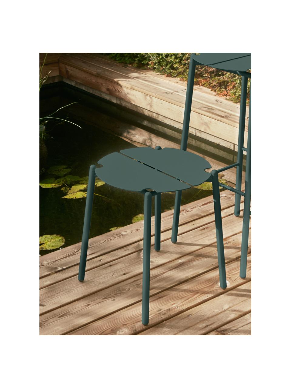 Zahradní kovová stolička Novo, Potažená ocel, Tmavě zelená, Ø 35 cm, V 45 cm
