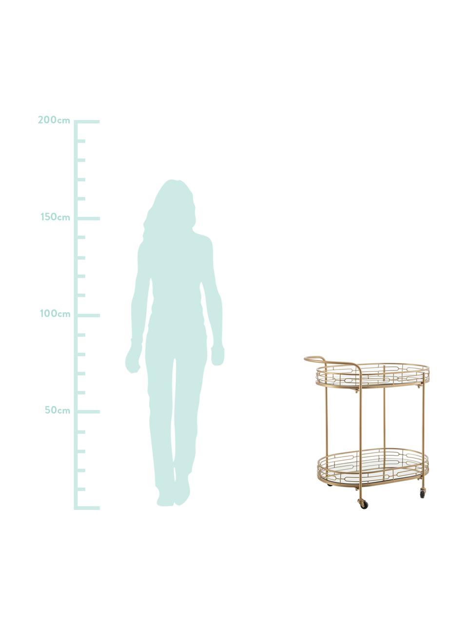 Carrello di servizio dorato Camaro, Metallo, lastra di vetro, Ottonato, Larg. 41 x Alt. 76 cm