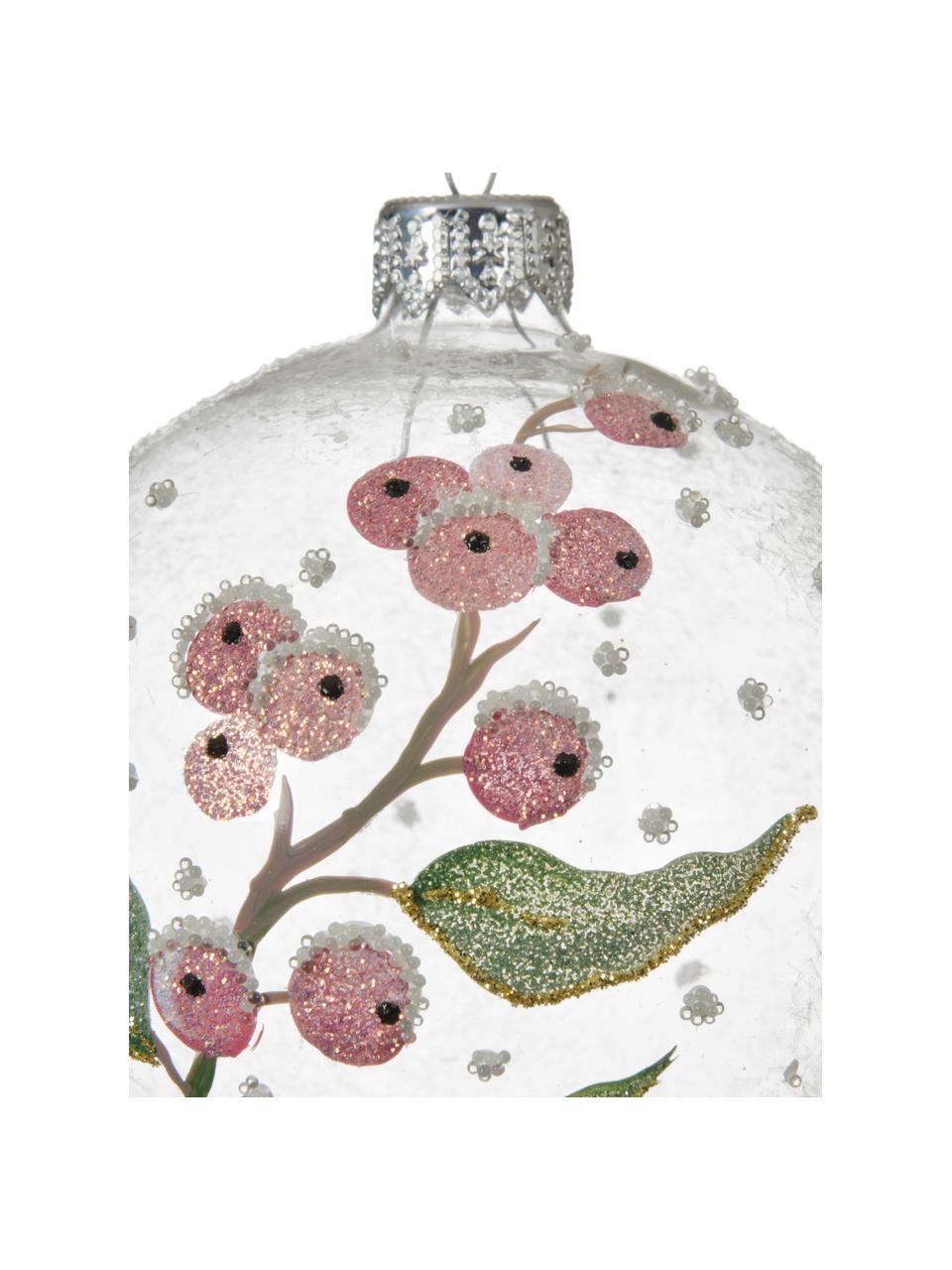 Súprava vianočných gúľ Berry, 3 diely, Biela, ružová, zelená, Ø 8 cm