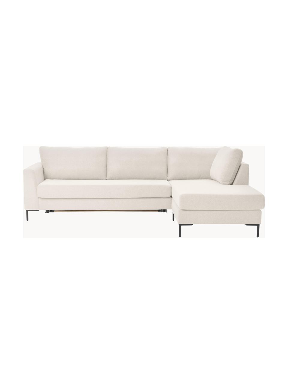 Schlafsofa Luna (3-Sitzer) mit Matratze, Bezug: 100 % Polyester Der strap, Gestell: Massives Buchenholz, Schi, Füße: Metall, galvanisiert Dies, Webstoff Off White, B 270 x T 184 cm, Eckteil links