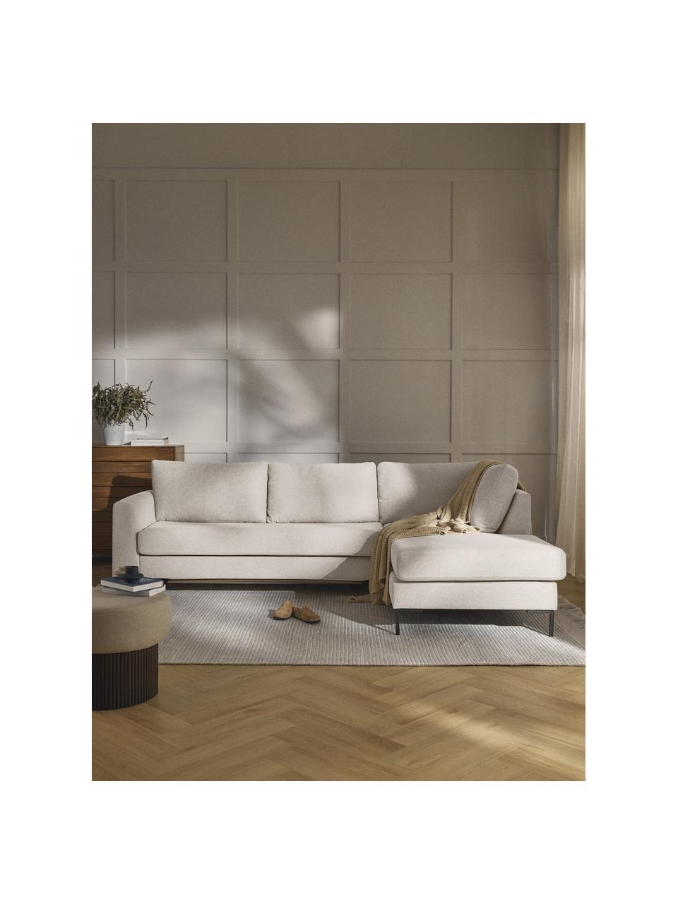 Schlafsofa Luna (3-Sitzer) mit Matratze, Bezug: 100 % Polyester Der strap, Gestell: Massives Buchenholz, Schi, Webstoff Off White, B 270 x T 184 cm, Eckteil links