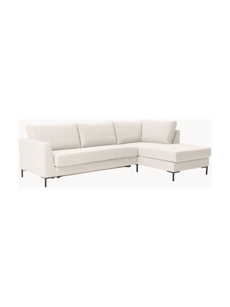 Schlafsofa Luna (3-Sitzer) mit Matratze, Bezug: 100 % Polyester Der strap, Gestell: Massives Buchenholz, Schi, Webstoff Off White, B 270 x T 184 cm, Eckteil links