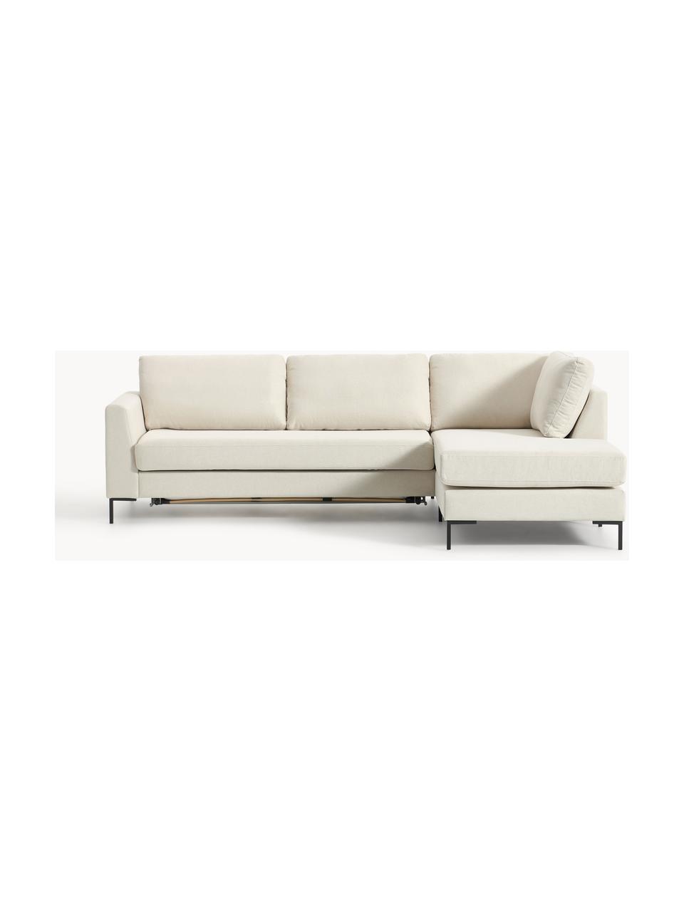 Schlafsofa Luna (3-Sitzer) mit Matratze, Bezug: 100 % Polyester Der strap, Gestell: Massives Buchenholz, Schi, Füße: Metall, galvanisiert Dies, Webstoff Off White, B 270 x T 184 cm, Eckteil links