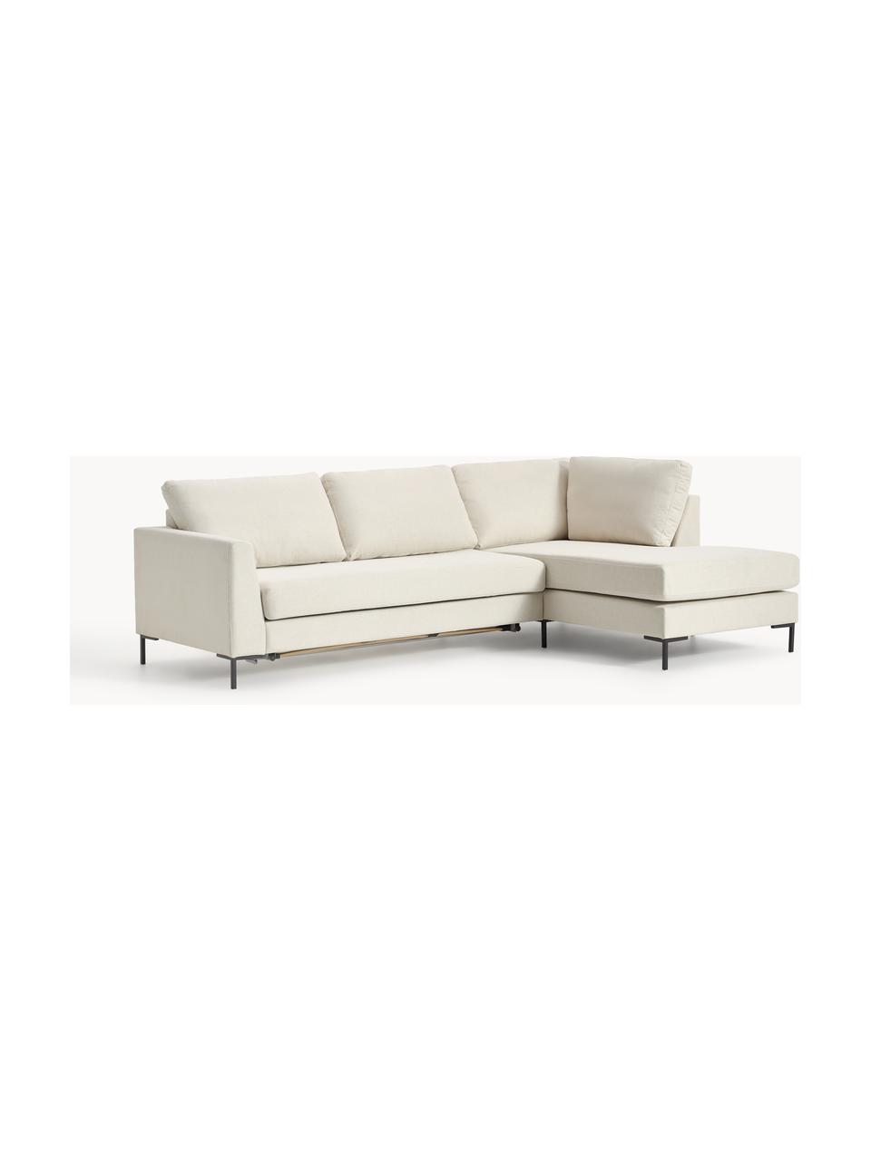 Schlafsofa Luna (3-Sitzer) mit Matratze, Bezug: 100 % Polyester Der strap, Gestell: Massives Buchenholz, Schi, Füße: Metall, galvanisiert Dies, Webstoff Off White, B 270 x T 184 cm, Eckteil links