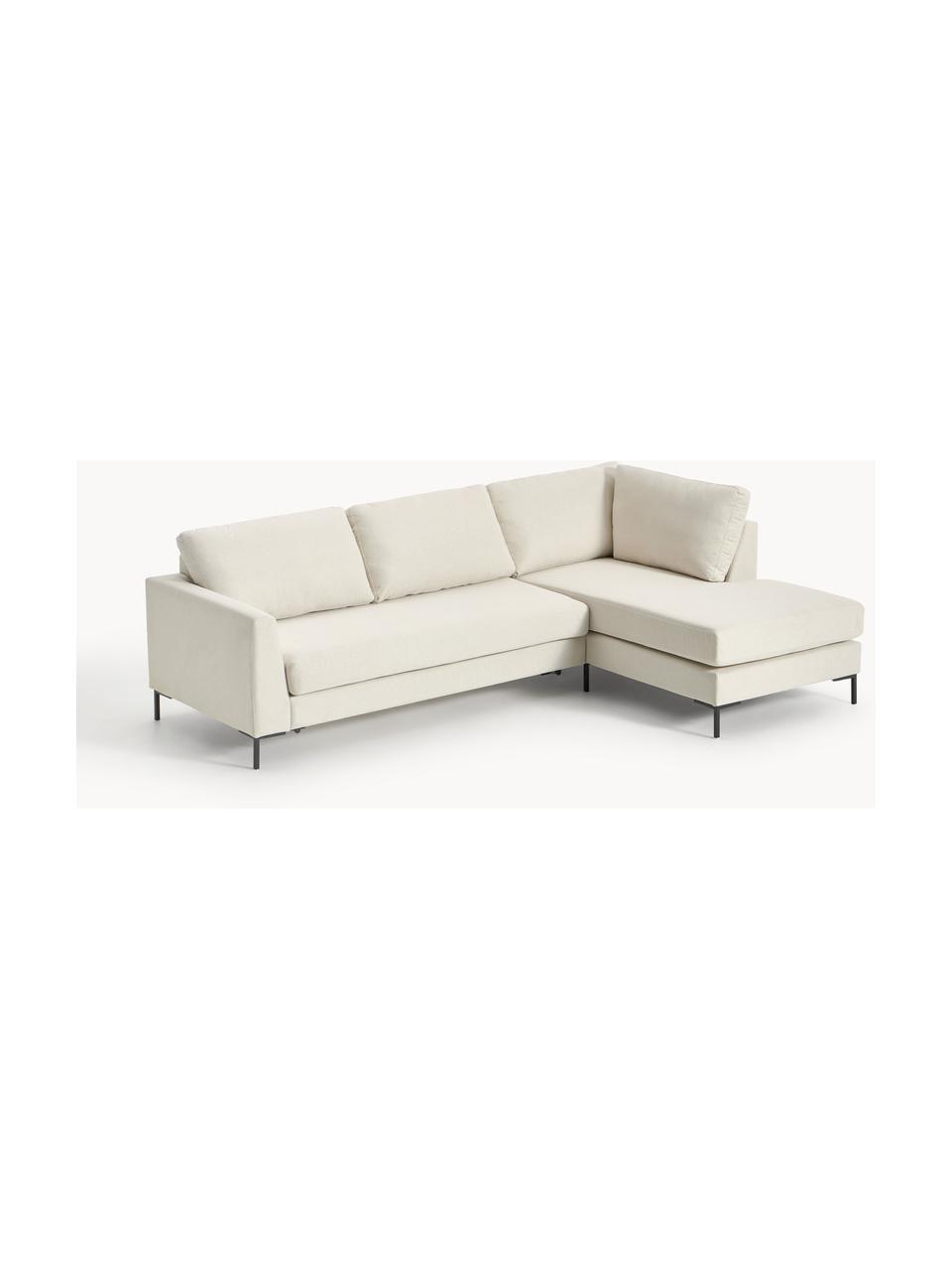 Schlafsofa Luna (3-Sitzer) mit Matratze, Bezug: 100 % Polyester Der strap, Gestell: Massives Buchenholz, Schi, Füße: Metall, galvanisiert Dies, Webstoff Off White, B 270 x T 184 cm, Eckteil links