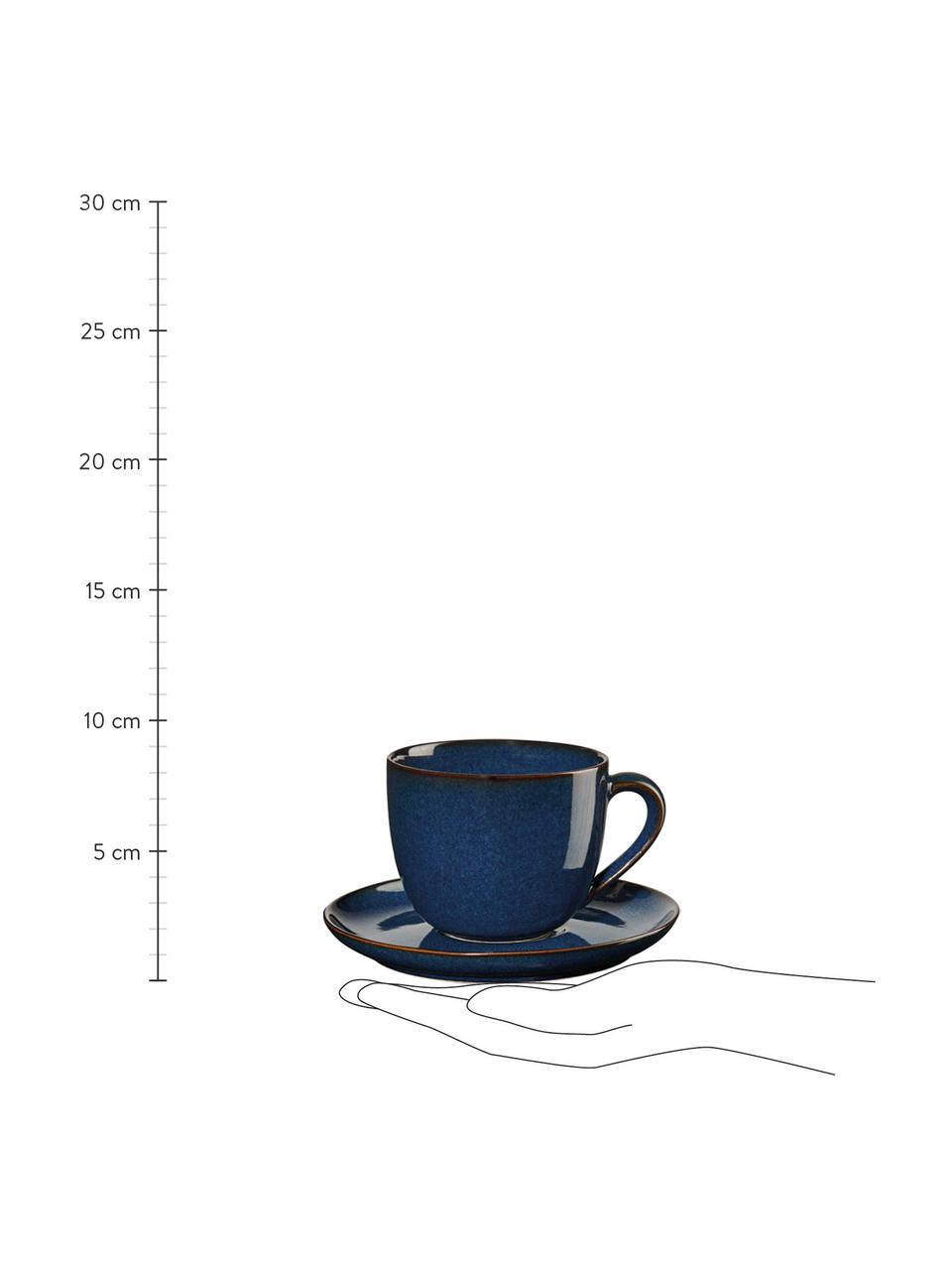 Handgefertigte Tassen Midnight, 2 Stück, Steingut, Dunkelblau, Ø 9 x H 8 cm, 230 ml