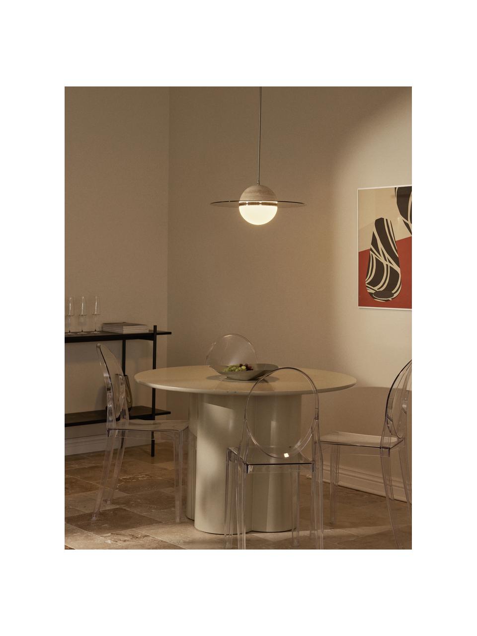 Lampada a sospensione Orion, Paralume: vetro, travertino, Decorazione: vetro colorato, Travertino beige, grigio chiaro, Ø 20 x Alt. 23 cm