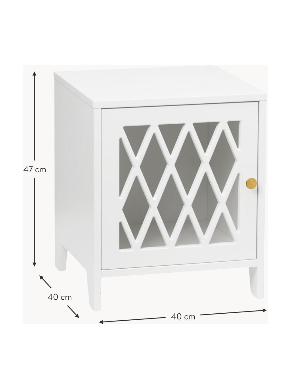 Comodino fatto a mano Harlequin, Pannello di fibra a media densità (MDF), verniciato con vernice priva di COV

Questo prodotto è realizzato con legno di provenienza sostenibile e certificato FSC®., Legno laccato bianco, Larg. 40 x Alt. 47 cm