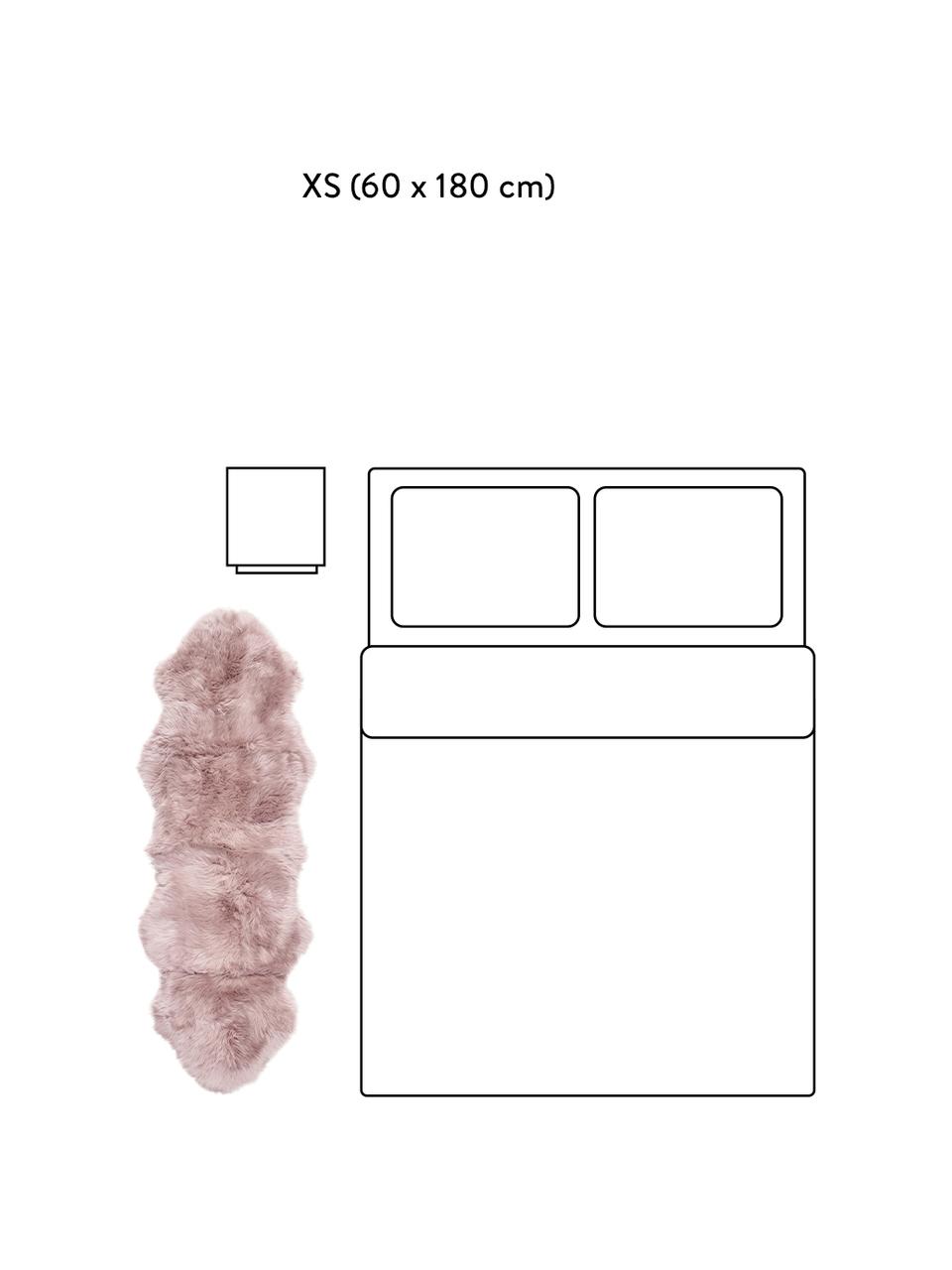 Vloerkleed van schapenvacht Oslo, glad, Bovenzijde: 100% schapenvacht, Onderzijde: 100% leer, chroomvrij gel, Roze, B 60 x L 180 cm