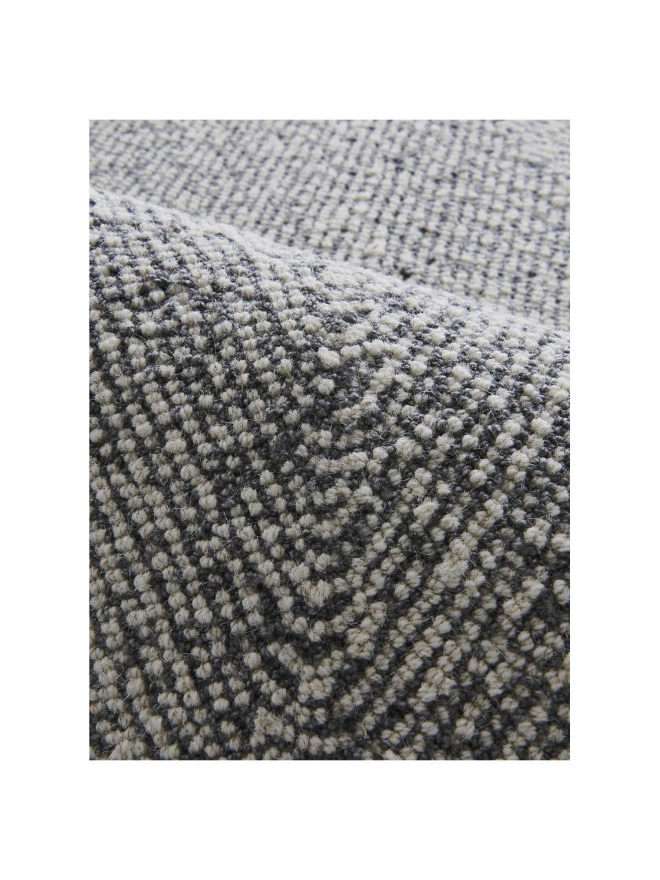 Großer handgewebter Teppich Canyon mit wellenförmiger Musterung in Grau/Weiß, 51% Polyester, 49% Wolle, Grau, B 200 x L 300 cm (Größe L)