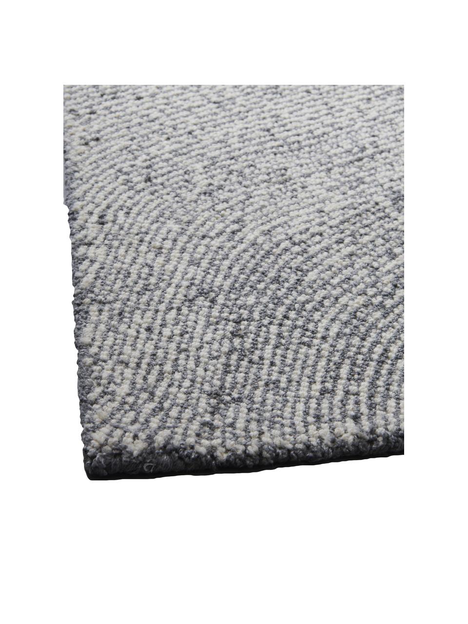 Großer handgewebter Teppich Canyon mit wellenförmiger Musterung in Grau/Weiß, 51% Polyester, 49% Wolle, Grau, B 200 x L 300 cm (Größe L)