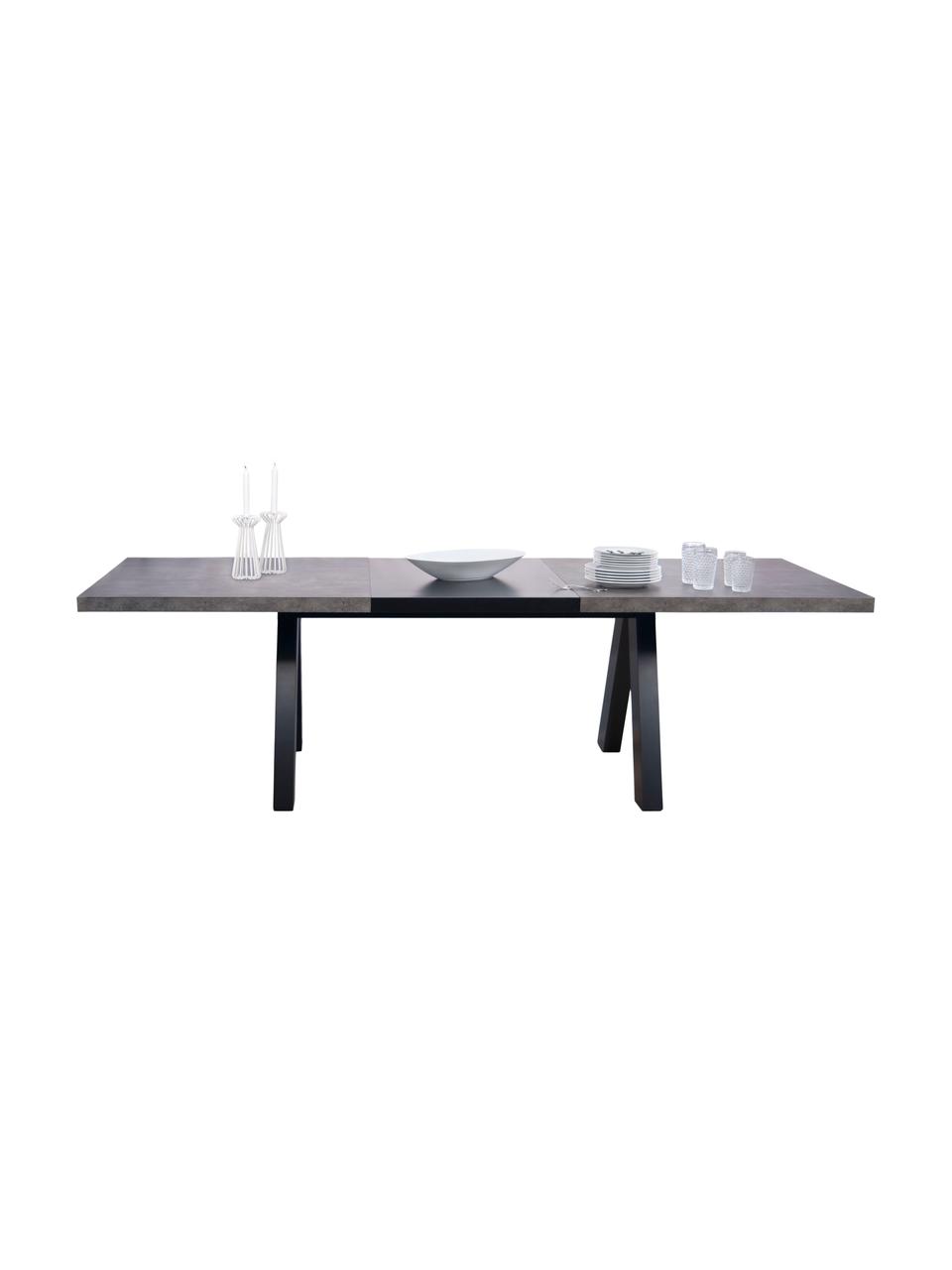Table extensible aspect béton Apex, 200 - 250 x 100 cm, Aspect béton, larg. 200 - 250 x prof. 100 cm