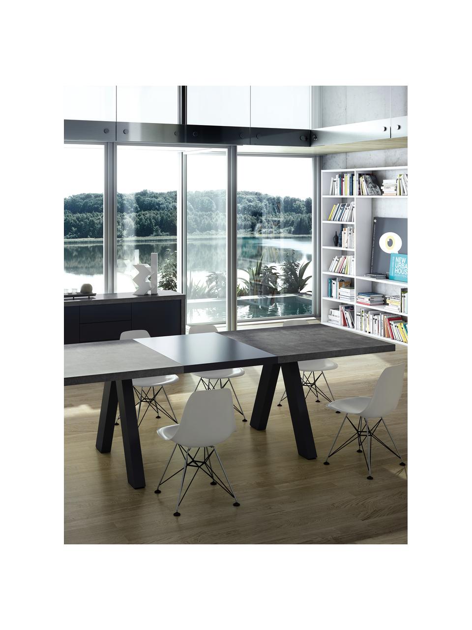 Prodlužovací jídelní stůl v betonovém vzhledu Apex, 200-250 x 100 cm, Imitace betonu, Š 200 až 250, H 100 cm