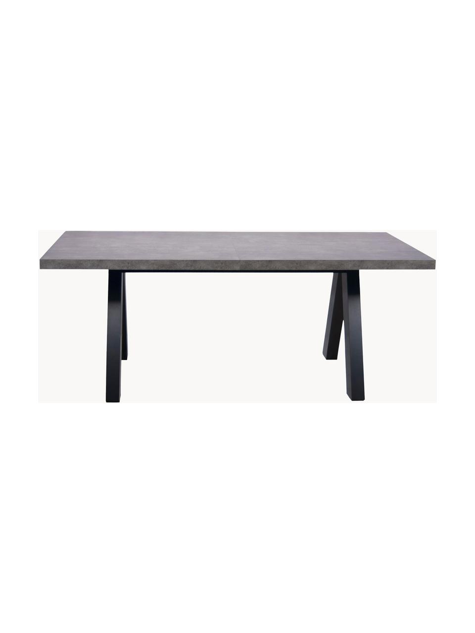 Tavolo allungabile effetto cemento Apex, 200-250 x 100 cm, Rivestimento: pannello di fibra di legn, Gambe: pannello MDF (fibra a med, Effetto cemento, nero, Larg. 200/250 x Prof. 100 cm