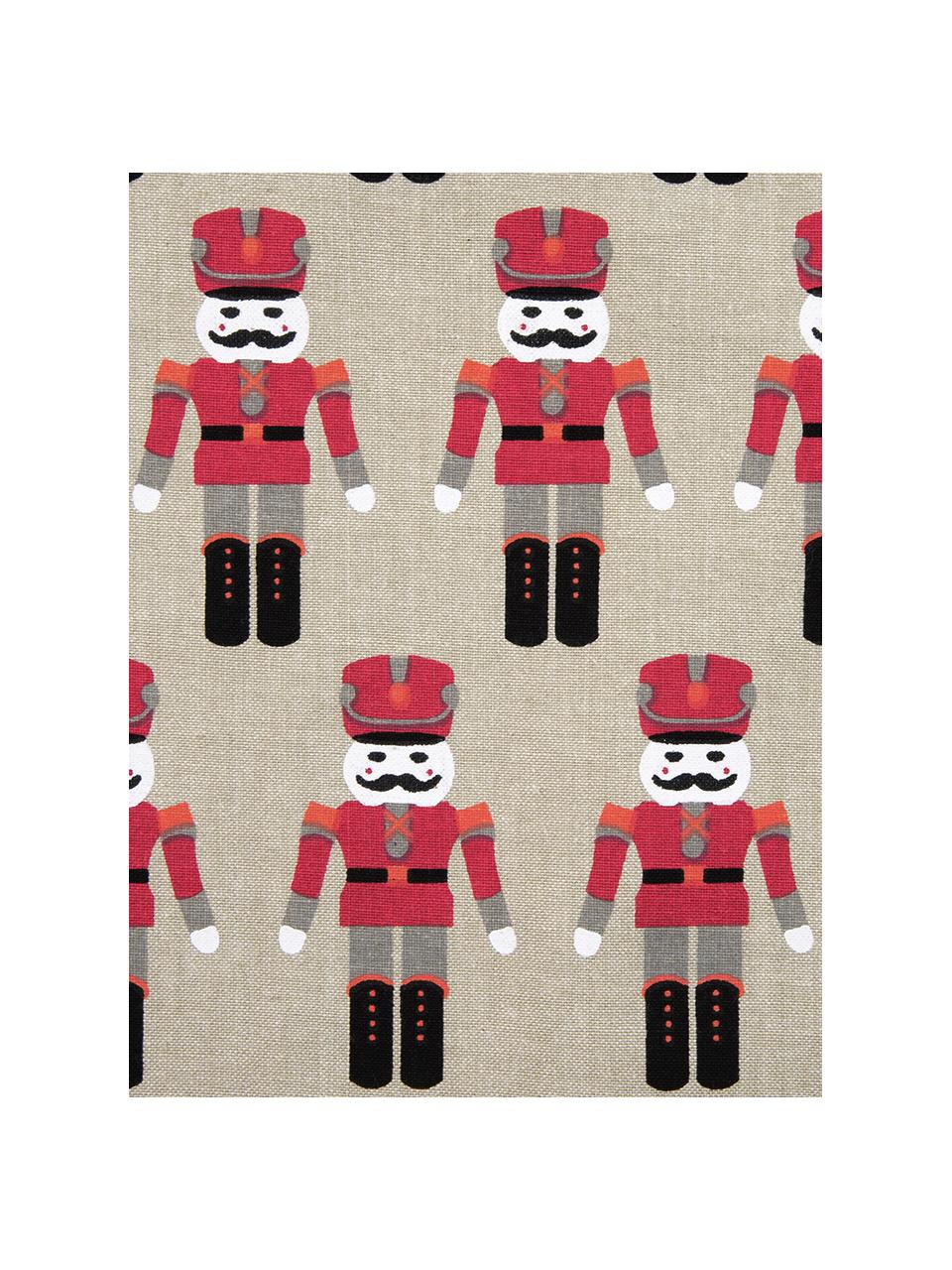 Funda de cojín navideña Nutcracker, 100% algodón, Beige, rojo, An 45 x L 45 cm