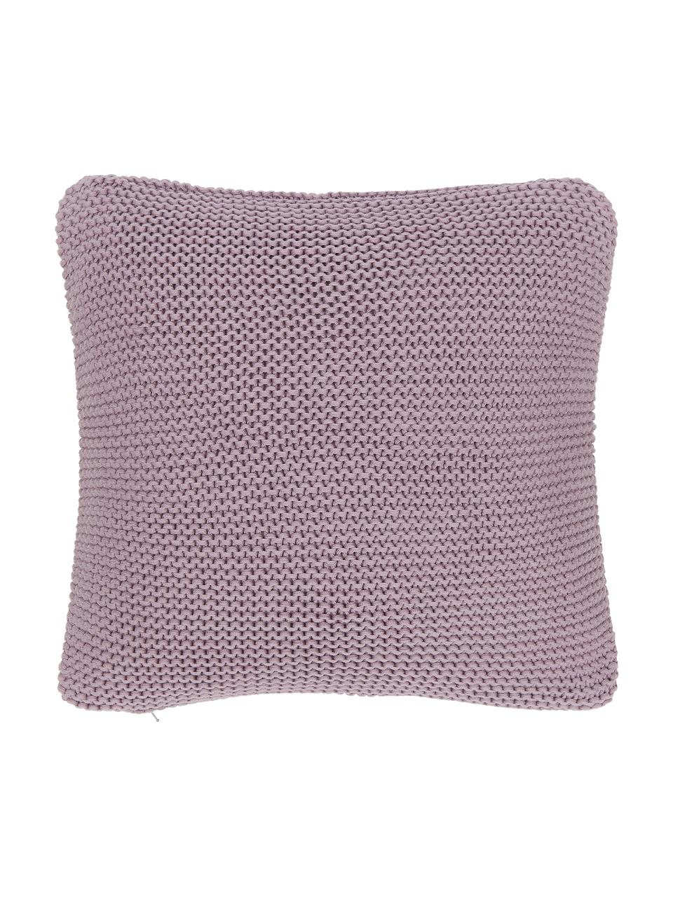 Federa arredo a maglia viola Adalyn, 100% cotone biologico, certificato GOTS, Viola, Larg. 40 x Lung. 40 cm