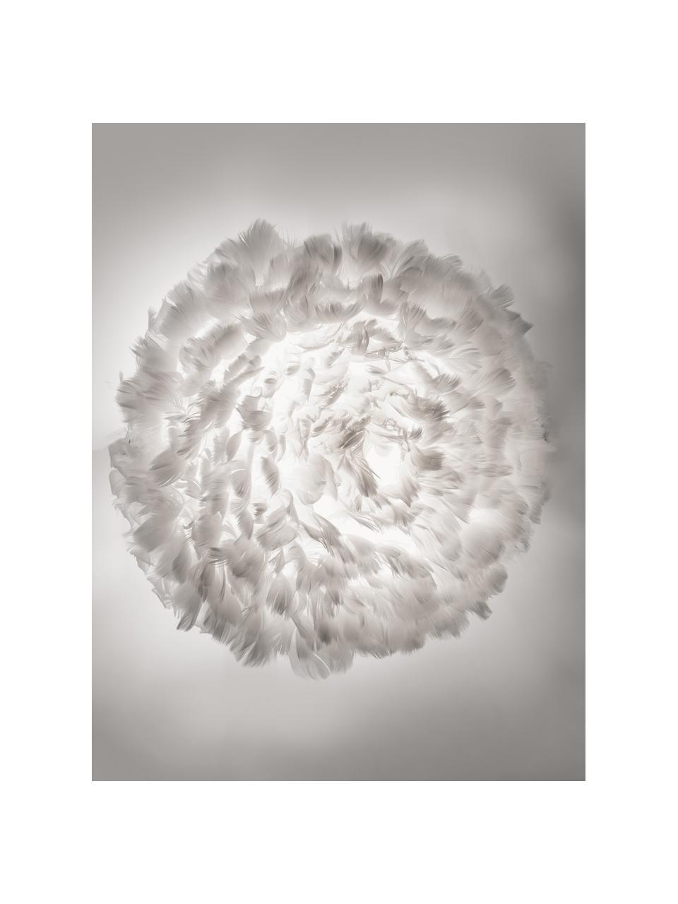 Wand- en plafondlamp Eos Up van veren, Lampenkap: ganzenveren, RDS gecertif, Wit, Ø 30 x D 14 cm