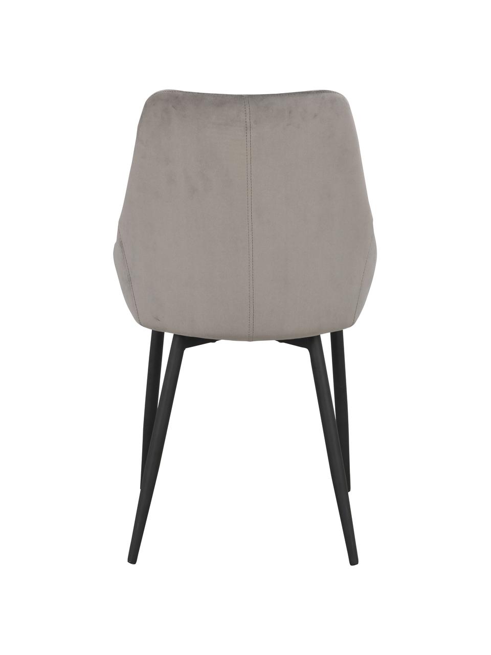 Krzesło tapicerowane z aksamitu Alberton, 2 szt., Tapicerka: 100% aksamit poliestrowy, Nogi: metal lakierowany, Szary aksamit, S 59 x G 62 cm