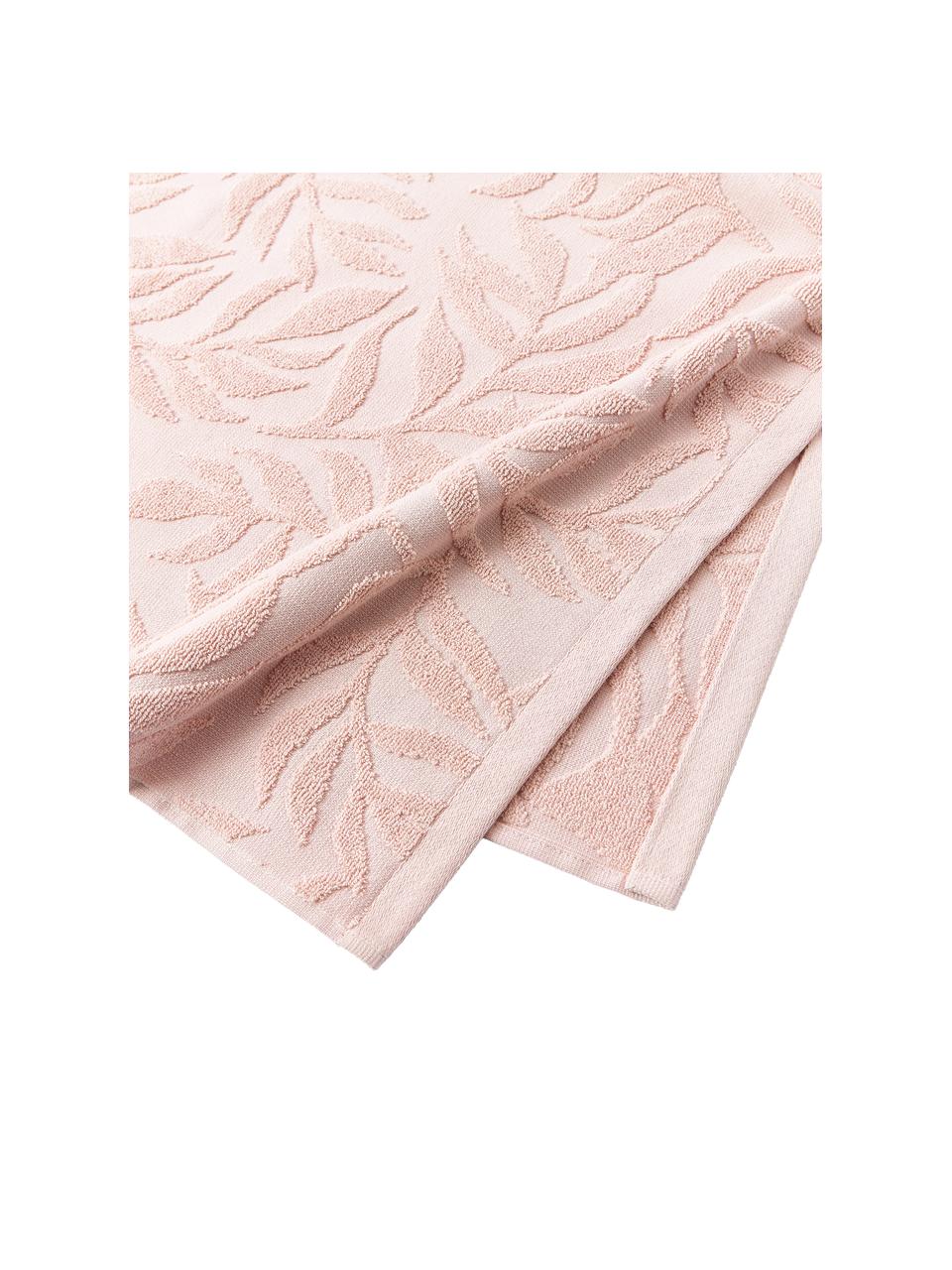 Set 3 asciugamani in cotone Leaf, 100% cotone
Qualità leggera 450 g/m²

Il materiale utilizzato in questo prodotto è testato per le sostanze nocive e certificato secondo lo STANDARD 100 by OEKO-TEX®, 3883CIT, CITEVE, Rosa, Set in varie misure