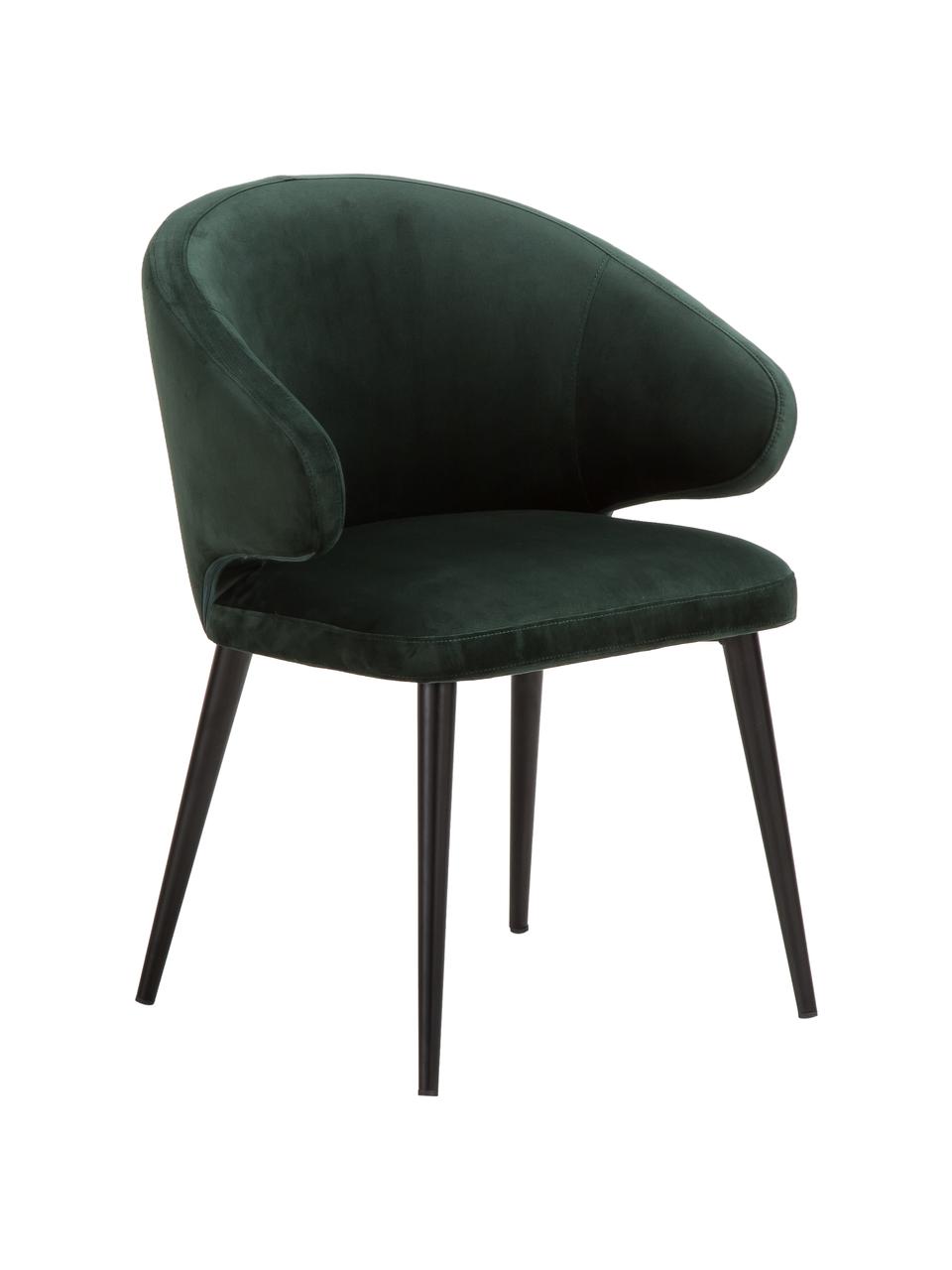 Zamatová stolička s opierkami v modernom dizajne Celia, Zamatová tmavozelená, Š 57 x H 62 cm