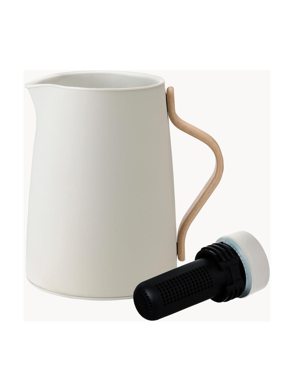 Tetera Emma, 1 L, Estructura: acero inoxidable recubier, Asa: madera de haya, Beige claro mate, 1 L